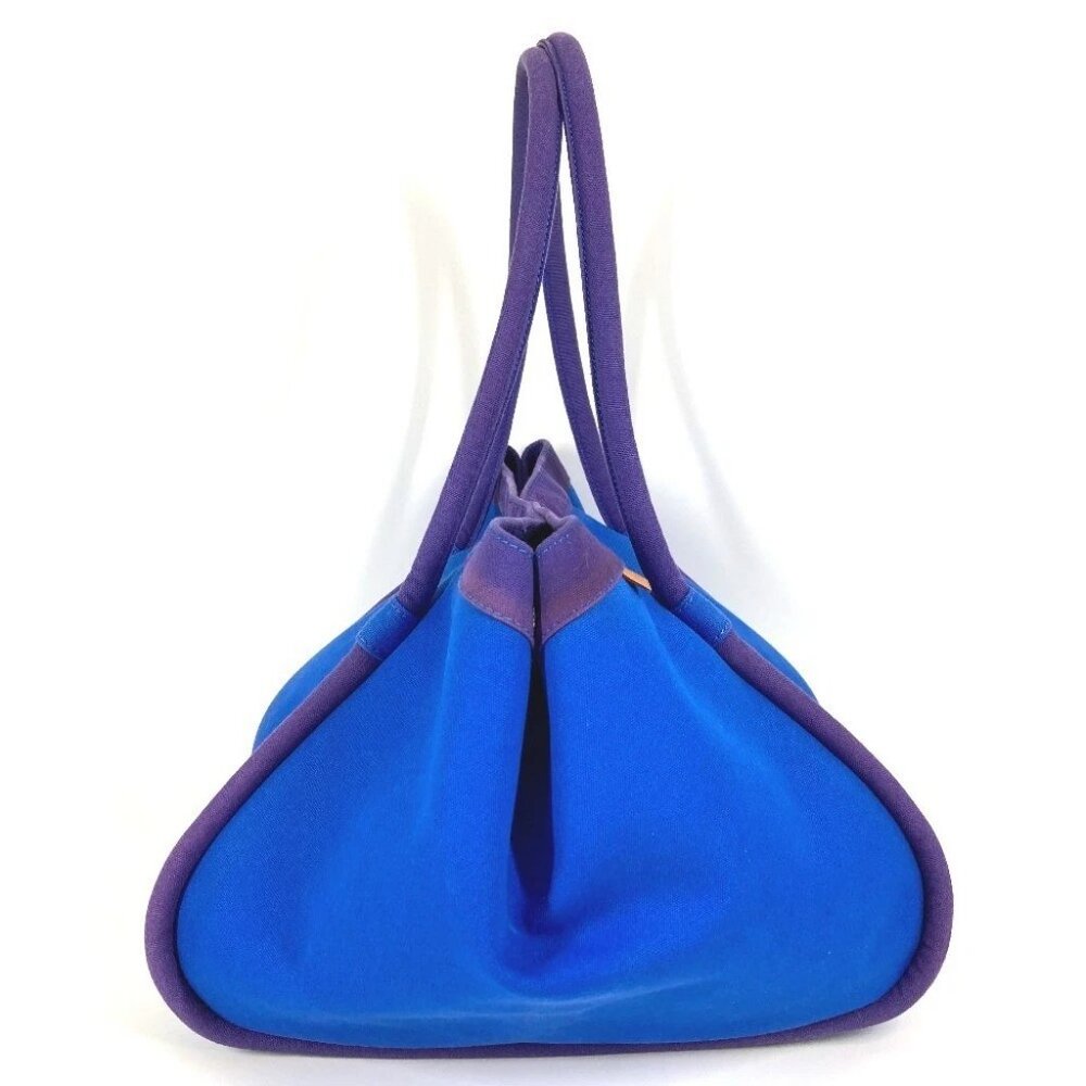 HERMES With porch Sac Baga GM Tote Bag Hand Bag Canvas blue - Picture 7 of 16